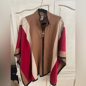 Anne Klein Tan and Black Knit Cape